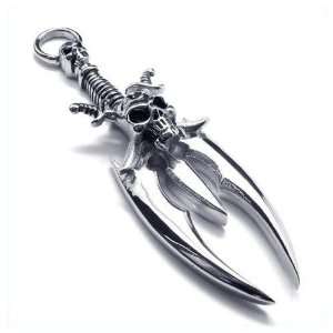   Steel Highly Polished Satan Trident Pendant Necklace: Jewelry