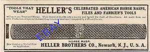 1912 HELLER HORSE RASP FARRIER TOOL AD SHOE NEWARK NJ  
