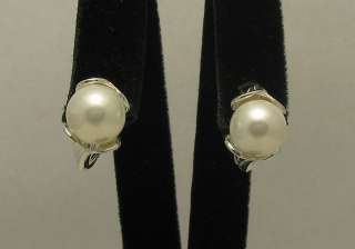 STERLING SILVER EARRINGS SOLID 925 PEARL FRENCH CLIP  