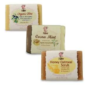   Honey Oatmeal, Cocoa Mint & Organic Olive handmade soap set (3 soaps