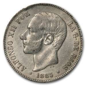  Spain 1870 1899 Silver 5 Pesetas   Avg Circ ASW .7234 