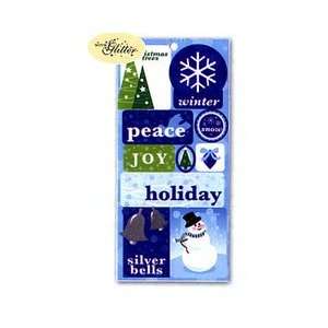   Specialty Stickers, Glitter Silver Bells Blue Arts, Crafts & Sewing