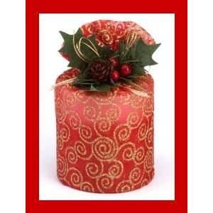  Medium Pillar Christmas Candle Two tone Red New