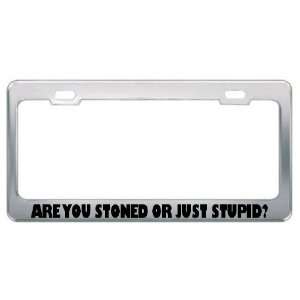  Are You Stoned Or Just Stupid? Metal License Plate Frame 