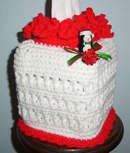 KLEENEX TISSUE BOX COVER Crochet CHRISTMAS Penguin NEW  