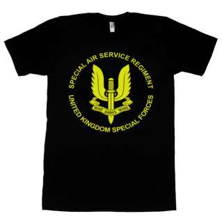 SAS United Kingdom Special Forces Logo Black T shirt  