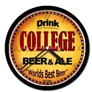 COLLEGE beer and ale cerveza wall clock