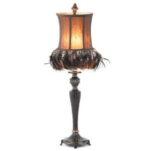 Risque Feather and Bead Table Lamp with Tapered Shade  
