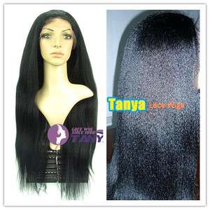 24 kinky straight indian remy human hair full lace wigs  