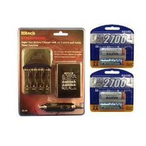  Hitech   IC 34 Quick Charger With Four Sanyo 2700 Ni MH 