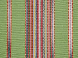 Kelly Green Red Blue Stripe Drapery Upholstery Fabric  