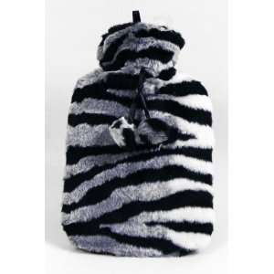  Hot Water Bottle with Luxury Faux Fur Cover   Zebra Print 