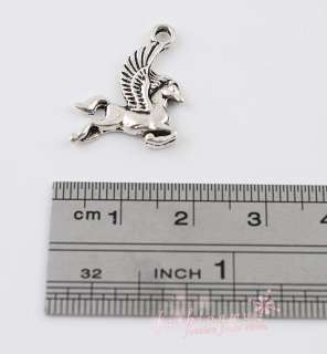100Pc Horse old silver plate Winged Pegasus Charm 21MM1  