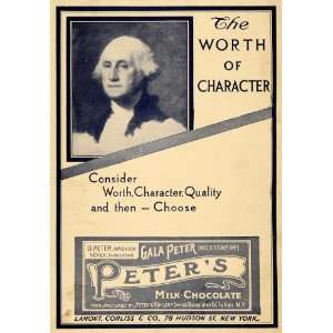 1910 Ad Lamont Peters Milk Chocolates G. Washington   Original Print 