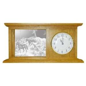 Horse Art Etched Mirror Mantle Clock
