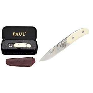 Lone Wolf Knives Paul Pocket Knife, Ivory Micarta Handle, Plain 