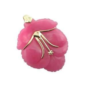  Pink Jade Morning Orchid Pendant, 14k Gold Jewelry