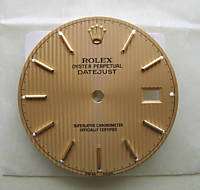 GENUINE ROLEX WATCH PART MENS DATEJUST CHAMPAGNE TAPESTRY DIAL YG 