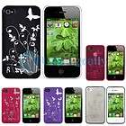 5x Flower w/Butterfly Hard Cover Case for iPhone 4 G 4S Black+Pink 