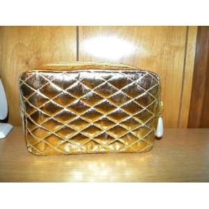    Avon Skin so Soft Gold Cosmetic Bag Dressy Makeup Case Beauty