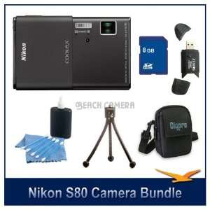  Nikon   COOLPIX S80 Black Camera 8GB Bundle w/ Digpro Case 