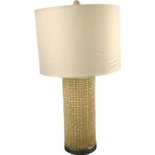   Table Lamp Pearl Beads Ceramic with Cream Satin Shade 