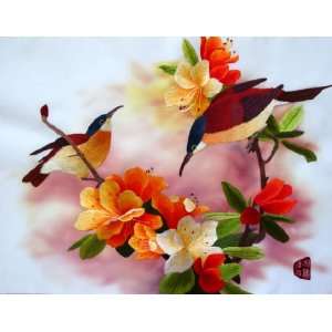  Chinese Silk Embroidery Flower Bird 