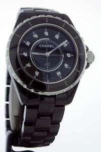 Chanel J12 Black Ceramic 38mm Diamond Dial Quartz H2124  