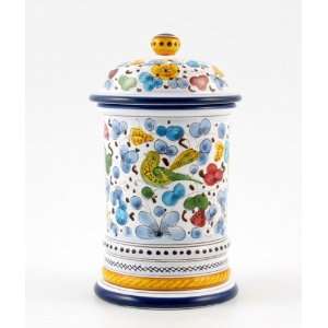  Hand Painted Italian Ceramic 8.7 inch Shaped Canister 
