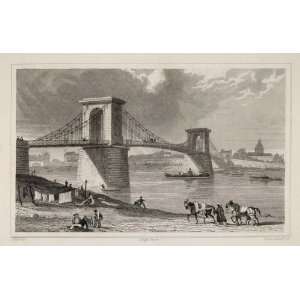  1831 Pont dChamps Elysees River Seine Paris Engraving 