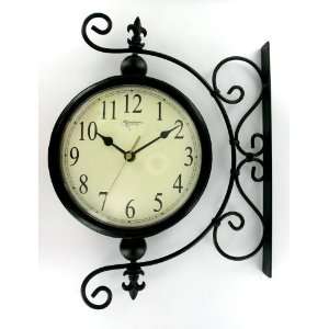  Antique Scroll Double Sided Swivel Clock Wrought Iron 