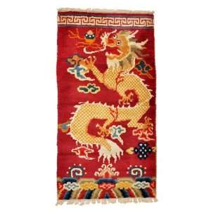  Handmade Red Dragon Tibetan Rug, Yoga Rug,meditation Rug 