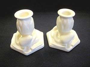 ROOKWOOD Pair 1945 Candleholders #2992 Water Lily Matte White  