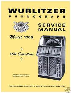 Wurlitzer 1700 1700F 1700HF Service Repair Manual  