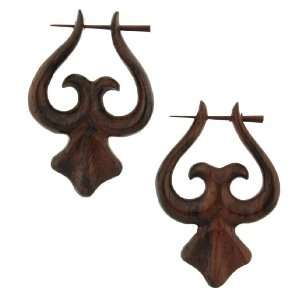 DERAWAN   Organic Hand Carved Sono Wood Earrings with Wood Post   From 