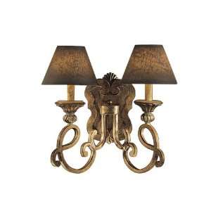   N2130 34 Pamplona 2 Light Sconces in Aged Wood W/Gold Highlights