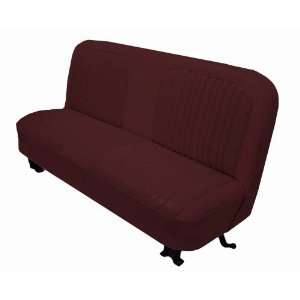   Red Leather Bench Seat Upholstery with Pleated Inserts: Automotive