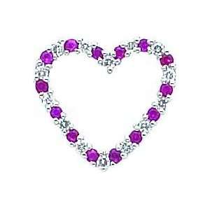  14K WG .54ctw Diamond & Ruby Heart Pendant Jewelry 