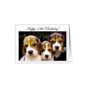  Happy 48th Birthday Beagle Puppies Card Toys & Games