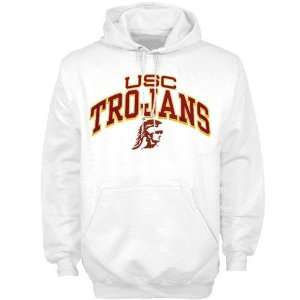  NCAA USC Trojans White Arched Hoody Sweatshirt: Sports 