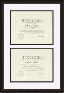   Diploma Mahogany Picture Frame for 2 Diplomas 8 1/2x11 8.5 x 11 8.5x11
