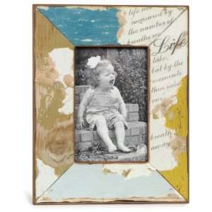    Wilco Imports Distressed Yellow and Blue Wood Frame