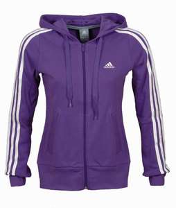 Adidas Damen 3S Hood Sweatshirt Jacke Lila Weiss Kapuzenjacke 