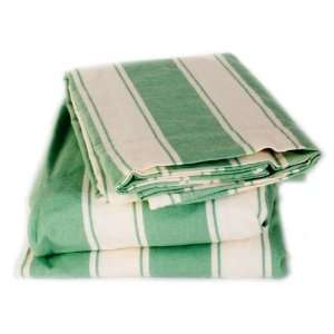 Waverly Queen season Stripe Sea Grass 100% Cotton Flannel Sheet Set 