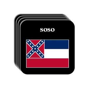 US State Flag   SOSO, Mississippi (MS) Set of 4 Mini Mousepad Coasters