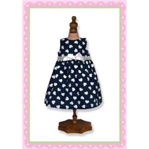 Navy Heart Party Dress, Fits 18 Inch American Girl Dolls 