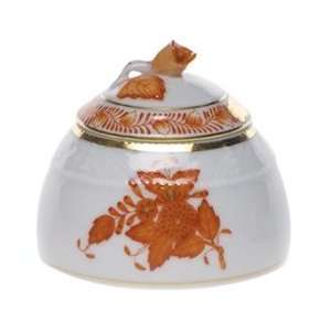   Herend Chinese Bouquet Rust Honey Pot With Rose Lid: Kitchen & Dining