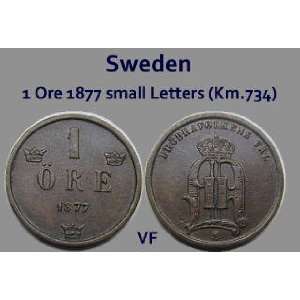  Very Fine    1877 Swedish Ore    Small Letters    Scarce 