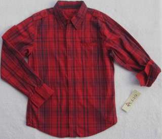 GUESS JEANS BOYS RED & NAVY PLAID SHIRT(Size S 8/10)  