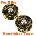   Bicycle Cork Handlebar Tape Wrap + 2X Bar Plug Yellow Black  